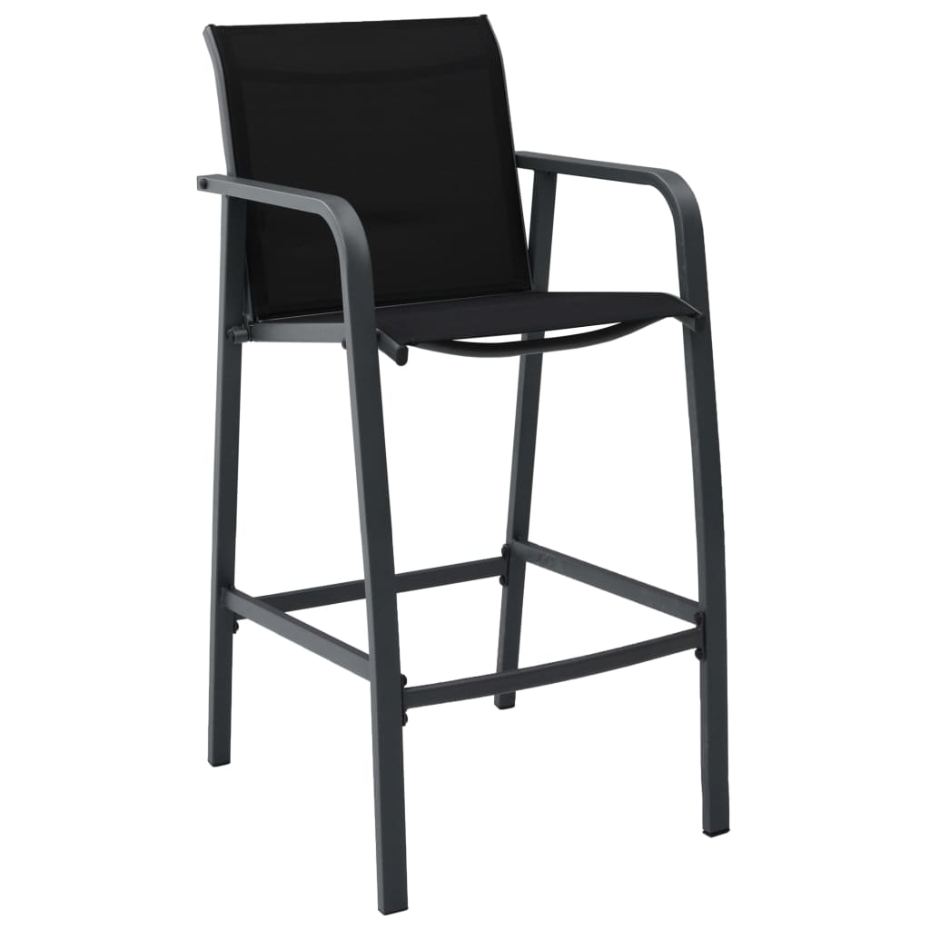 vidaXL Garten-Barstühle 2 Stk. Schwarz Textilene