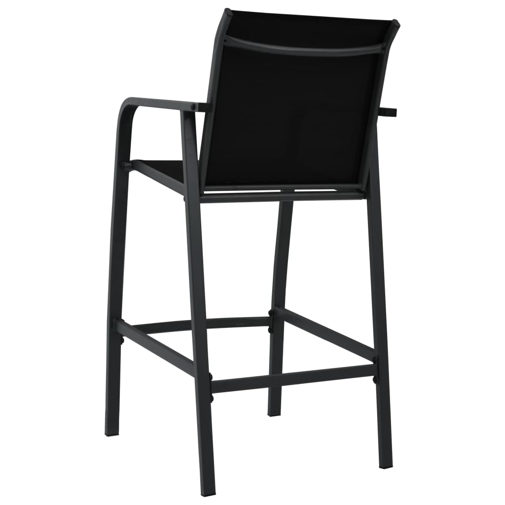 vidaXL Garten-Barstühle 2 Stk. Schwarz Textilene