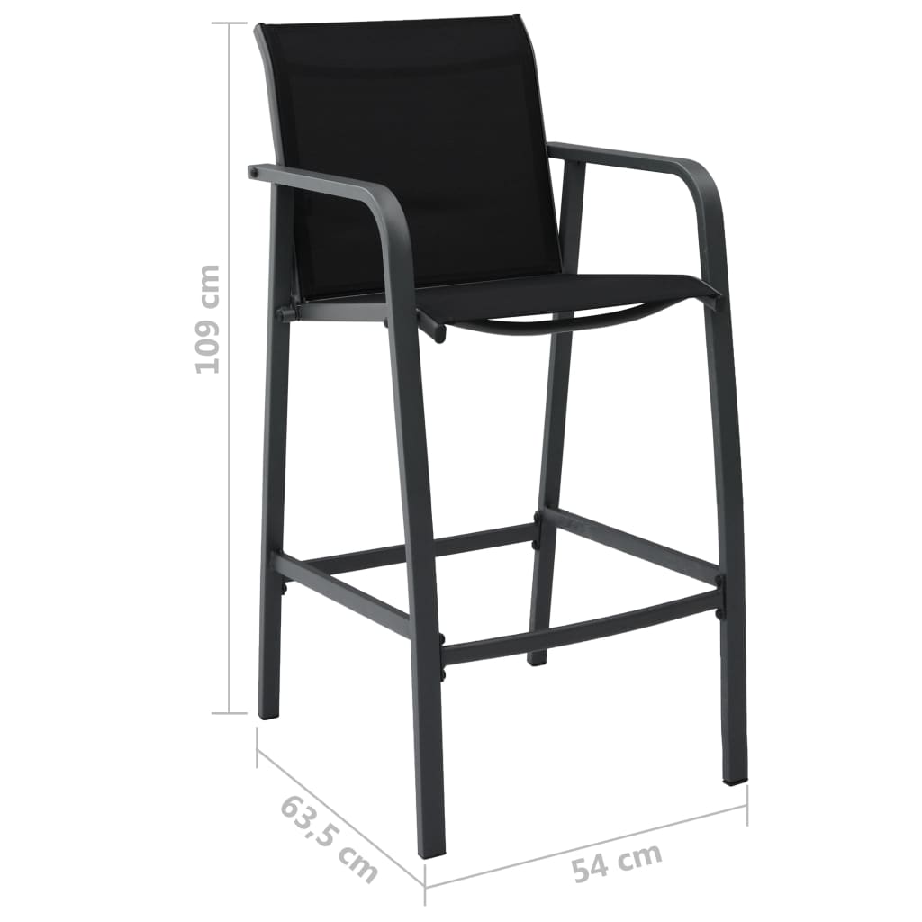 vidaXL Garten-Barstühle 2 Stk. Schwarz Textilene
