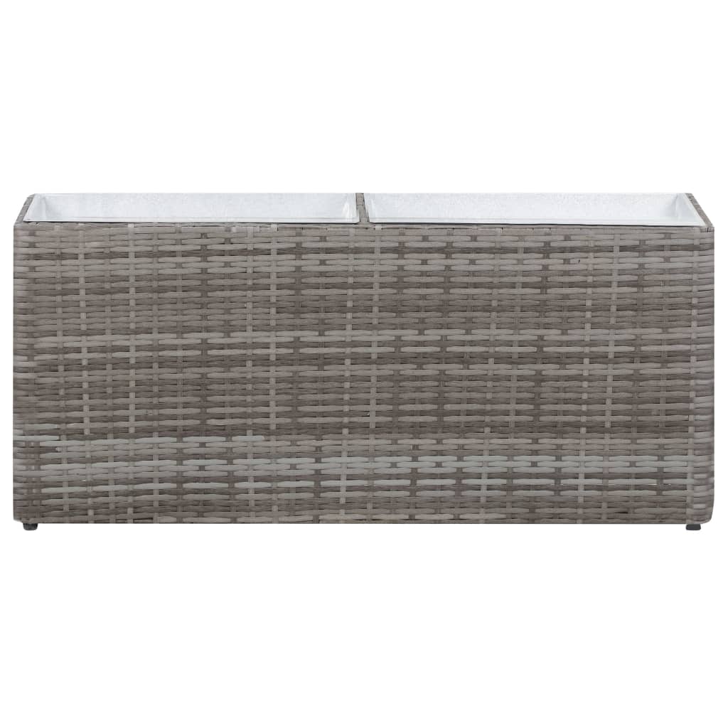 Garten-Hochbeet mit 2 Töpfen 90 x 20 x 40 cm Poly Rattan Grau