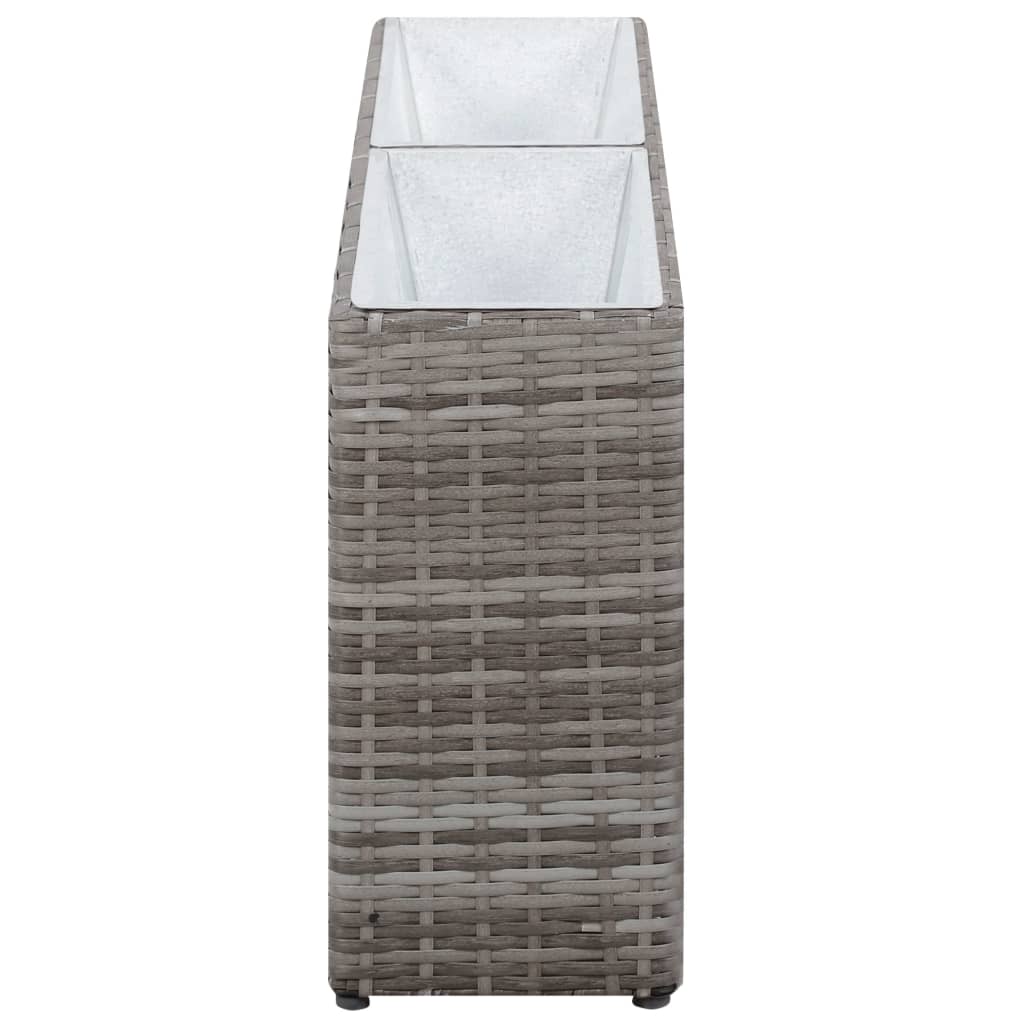 Garten-Hochbeet mit 2 Töpfen 90 x 20 x 40 cm Poly Rattan Grau