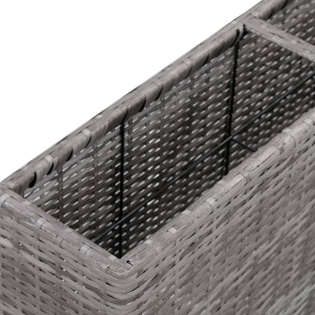 Garten-Hochbeet mit 2 Töpfen 90 x 20 x 40 cm Poly Rattan Grau