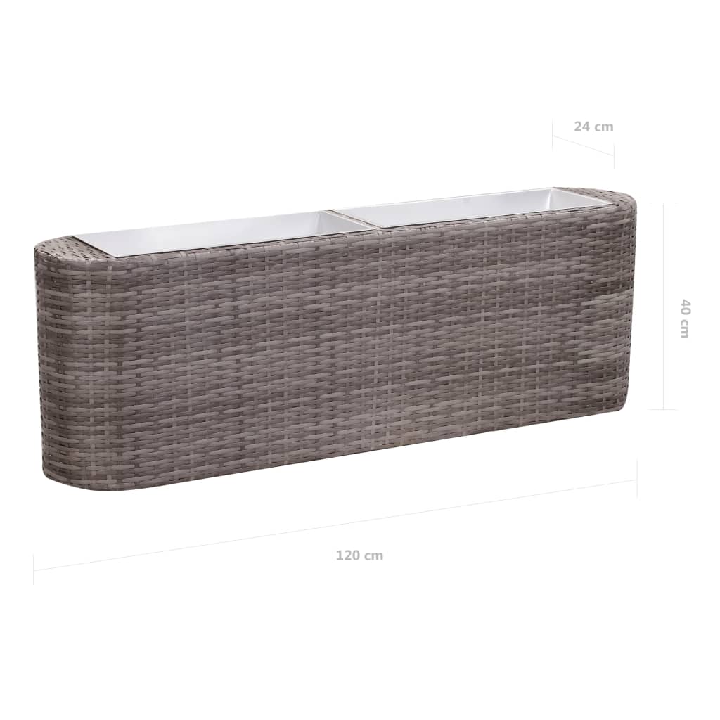 Garten-Hochbeet 120x24x40cm Poly Rattan Grau