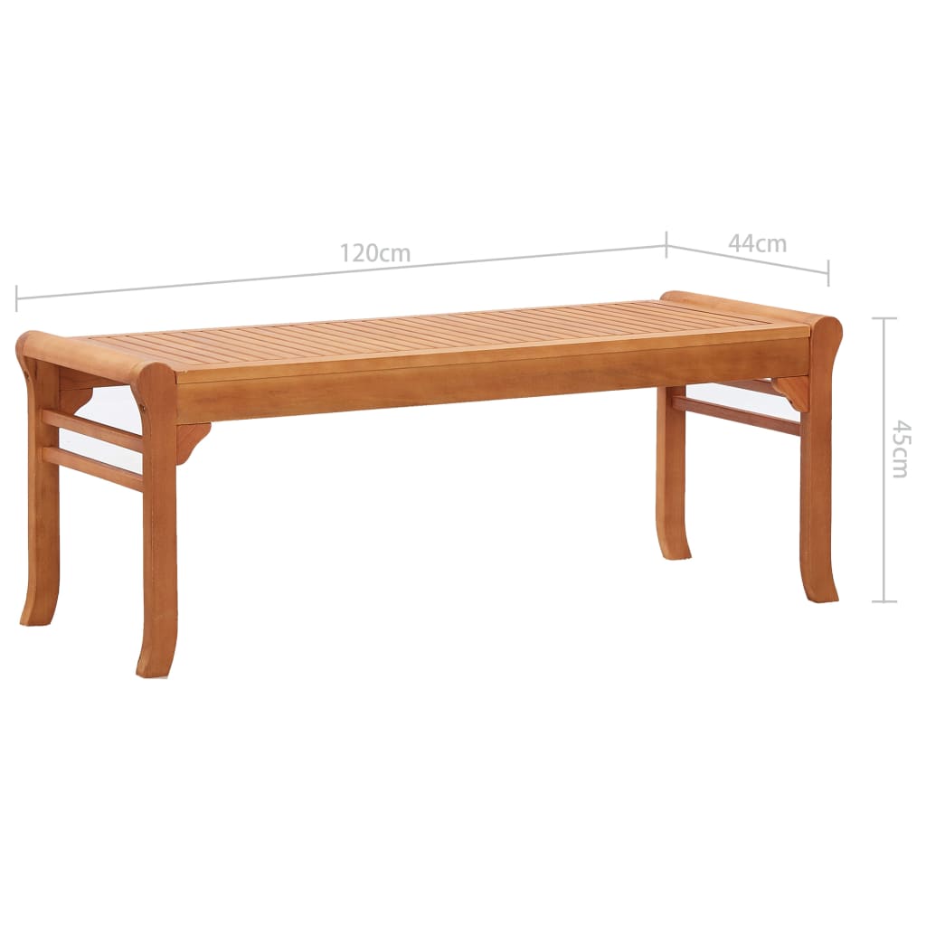 vidaXL Gartenbank 2-Sitzer 120 cm Massivholz Eukalyptus