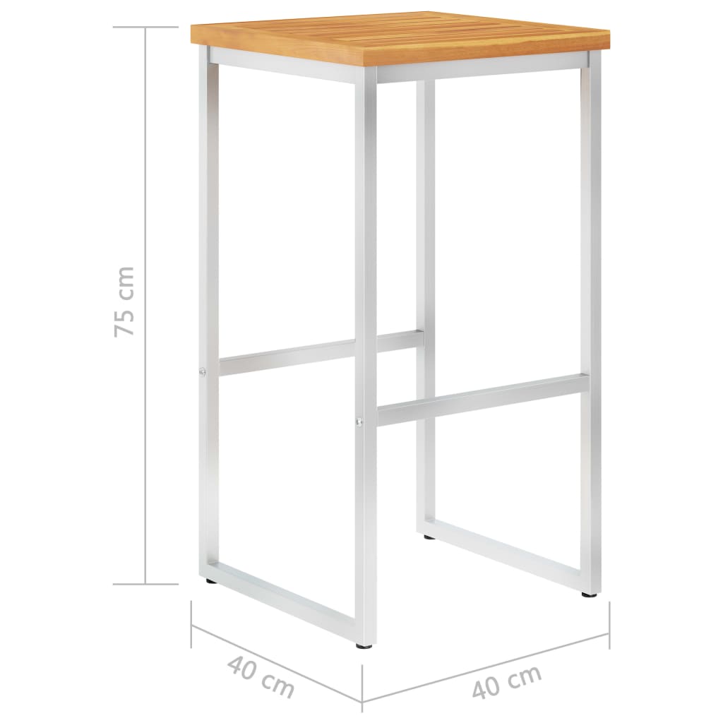 vidaXL Barhocker 2 Stk. Massivholz Akazie und Edelstahl