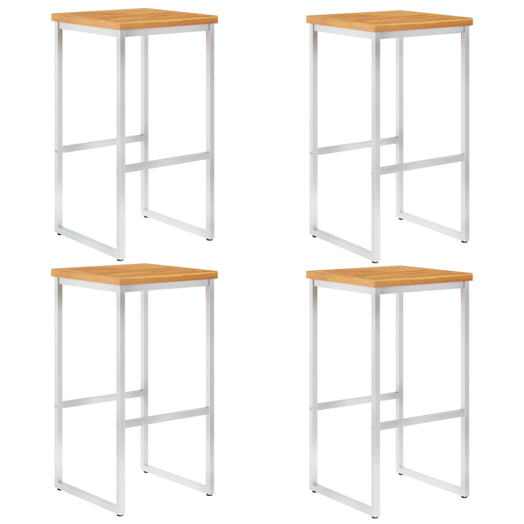 vidaXL Barhocker 4 Stk. Massivholz Akazie und Edelstahl