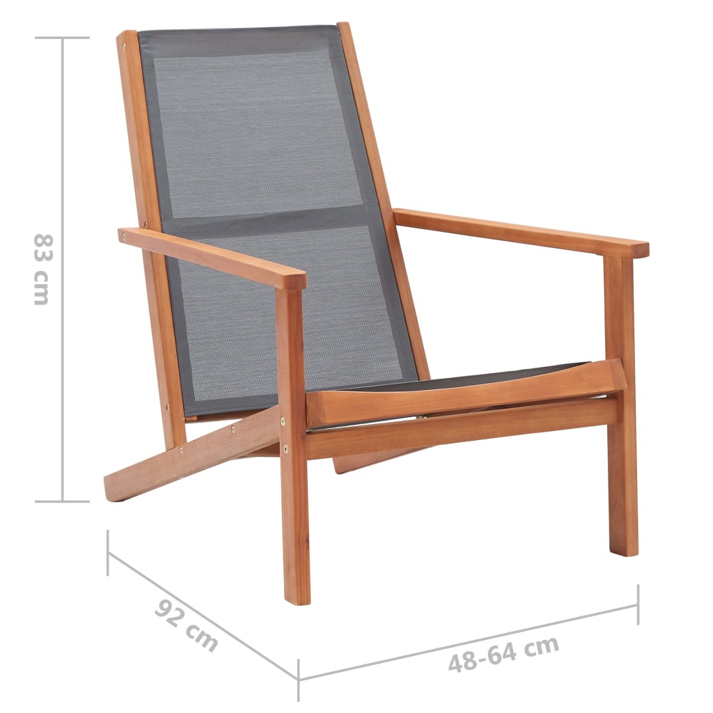 vidaXL Garten-Loungestuhl Grau Eukalyptus Massivholz und Textilene