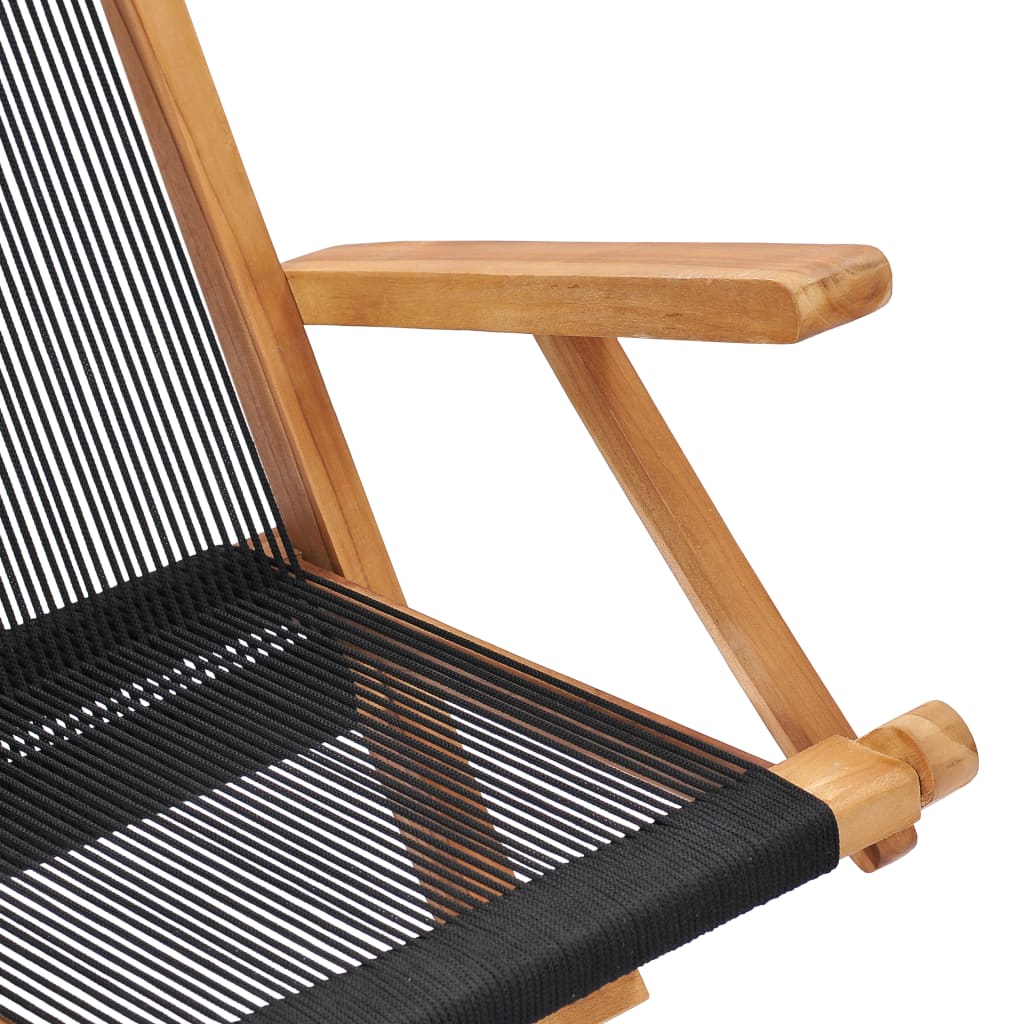 vidaXL Klappbare Gartenstühle 2 Stk. Massivholz Teak und Seil