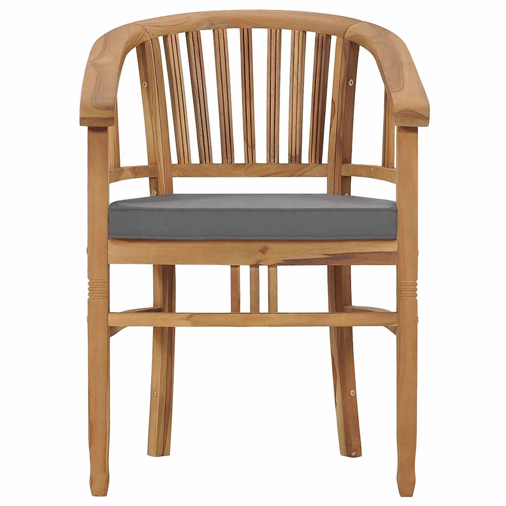vidaXL Gartenstühle mit Kissen 2 Stk. Teak Massivholz