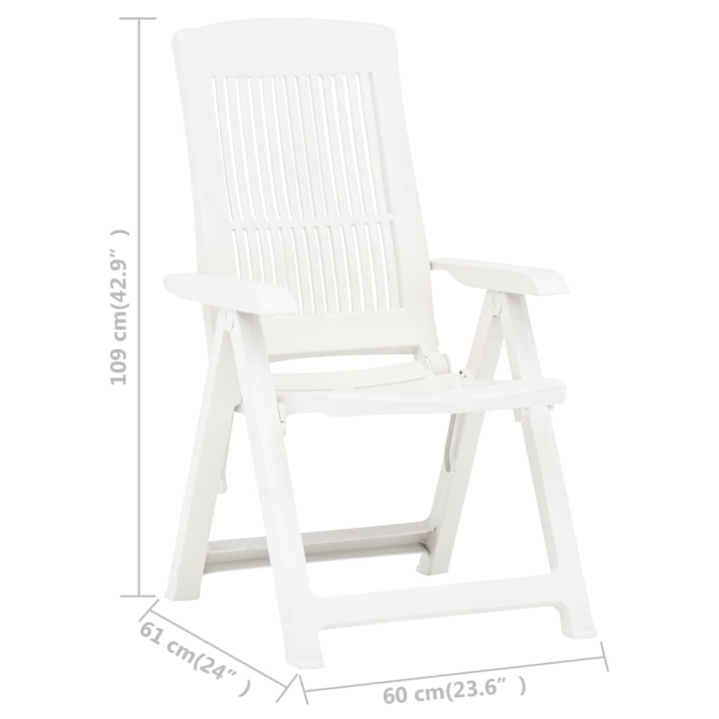 vidaXL Verstellbare Gartenstühle 2 Stk. Kunststoff Weiß