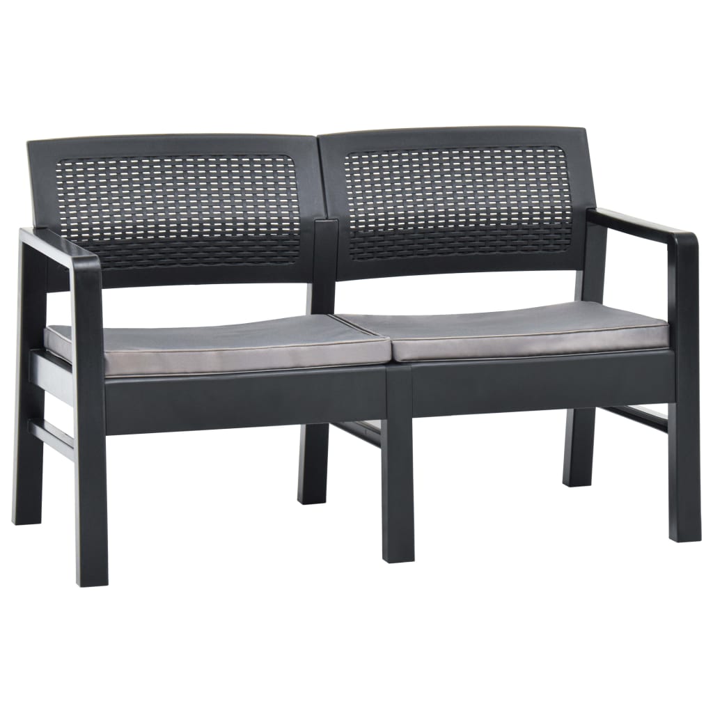 vidaXL 2-Sitzer-Gartenbank mit Auflagen 120 cm Kunststoff Anthrazit
