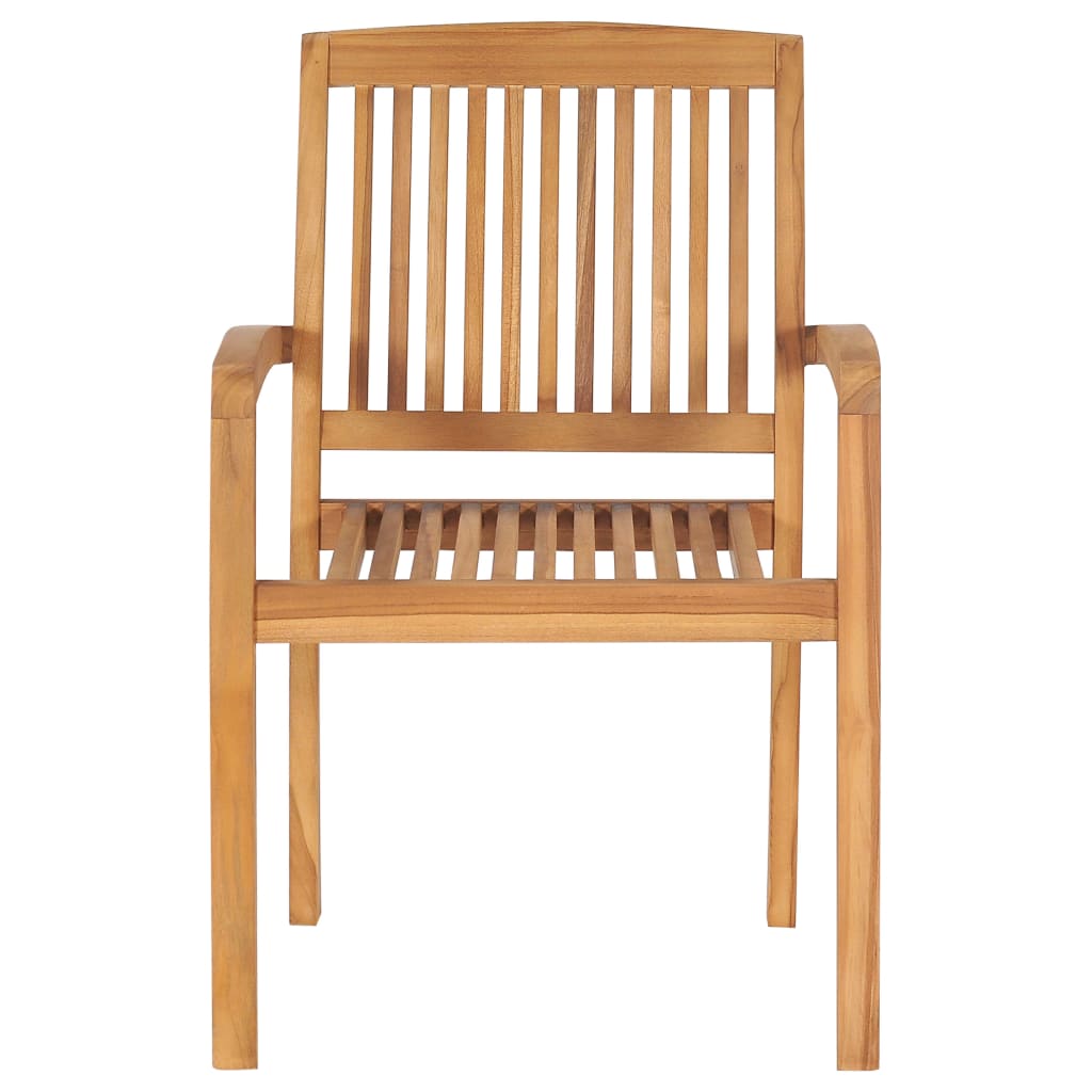 vidaXL Garten-Essstühle 2 Stk. Stapelbar Teak Massivholz