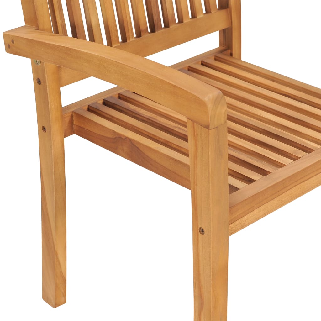 vidaXL Garten-Essstühle 2 Stk. Stapelbar Teak Massivholz