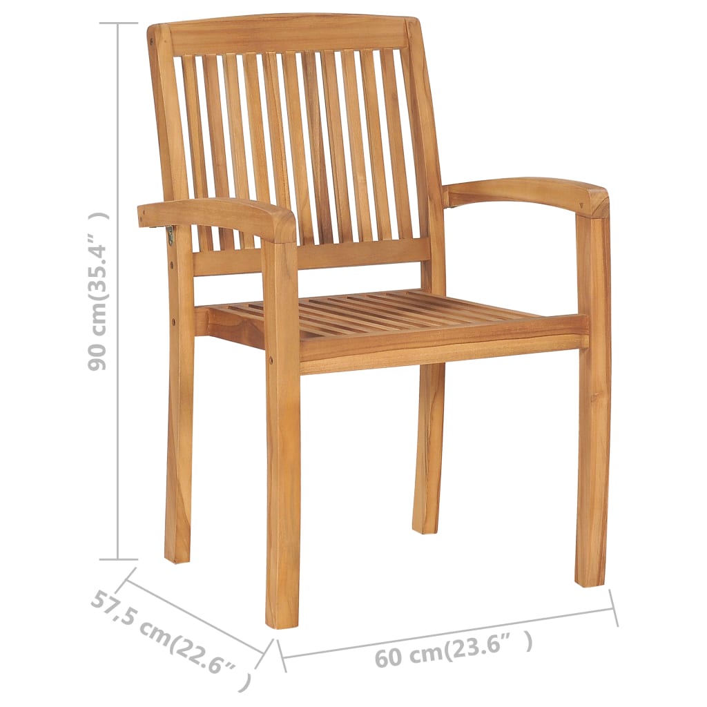 vidaXL Garten-Essstühle 2 Stk. Stapelbar Teak Massivholz