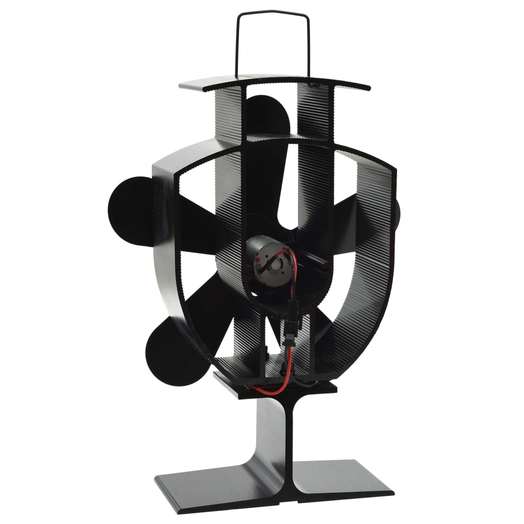 vidaXL Ofenventilator Wärmebetrieben 5 Blätter Schwarz