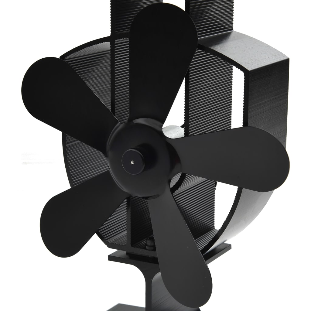vidaXL Ofenventilator Wärmebetrieben 5 Blätter Schwarz