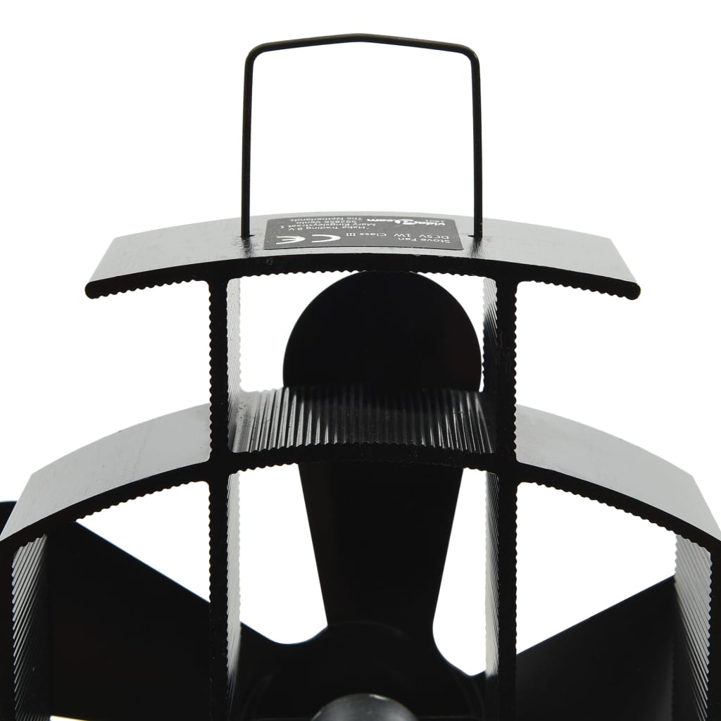 vidaXL Ofenventilator Wärmebetrieben 5 Blätter Schwarz