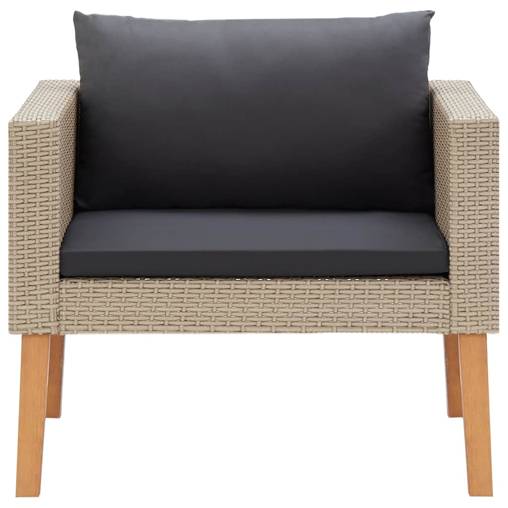 vidaXL 1-Sitzer-Gartensofa mit Auflagen Poly Rattan Beige