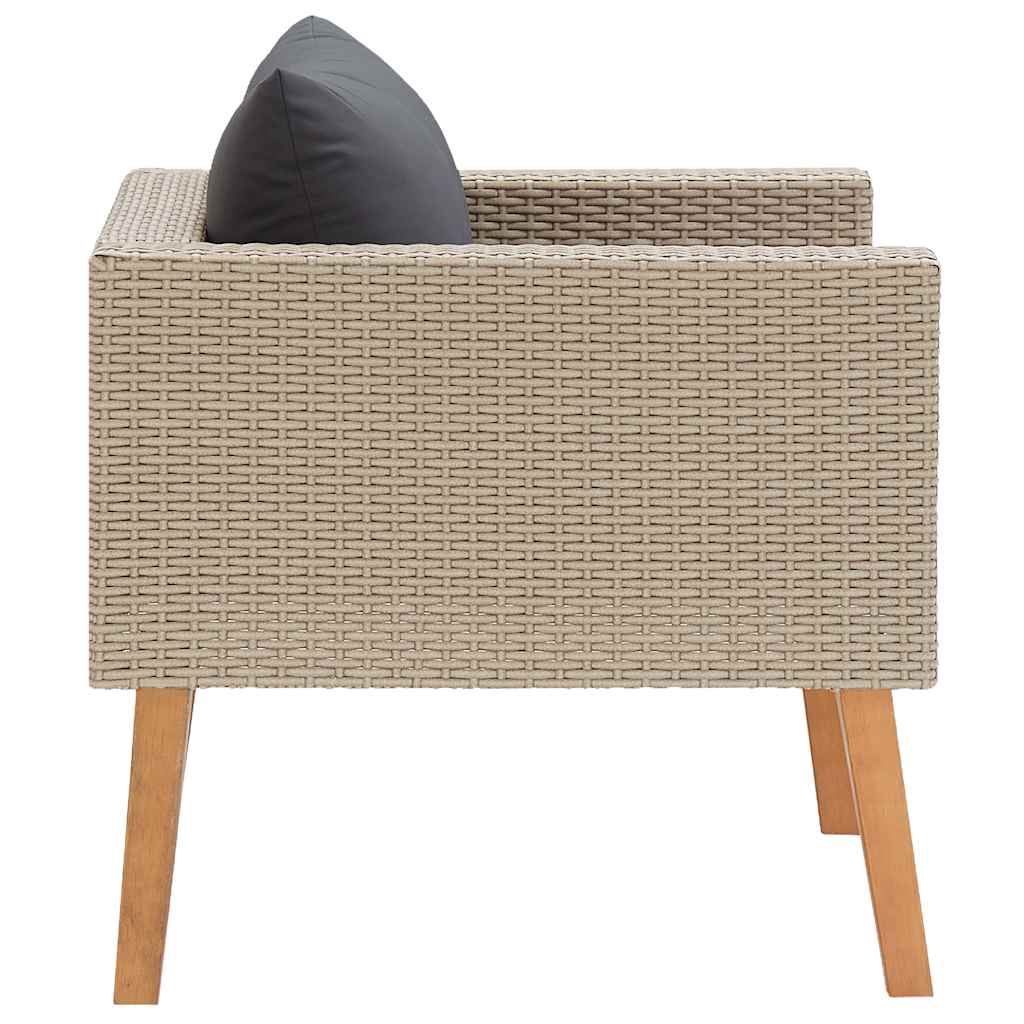 vidaXL 1-Sitzer-Gartensofa mit Auflagen Poly Rattan Beige
