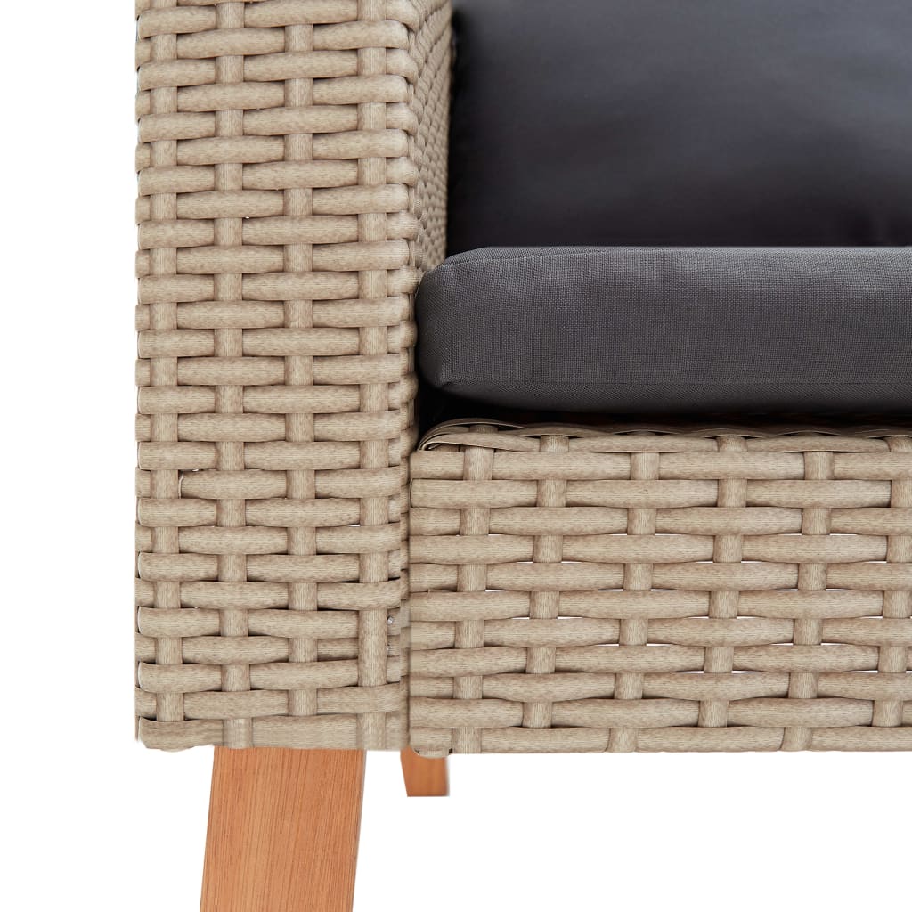 vidaXL 1-Sitzer-Gartensofa mit Auflagen Poly Rattan Beige