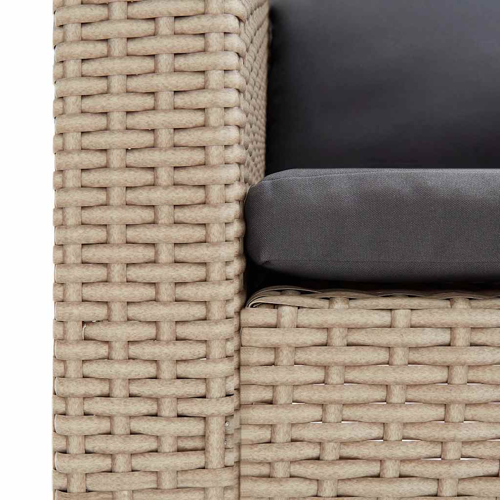vidaXL 1-Sitzer-Gartensofa mit Auflagen Poly Rattan Beige