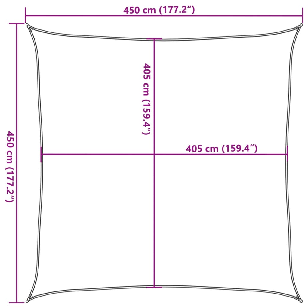 vidaXL Sonnensegel 160 g/m² Schwarz 4,5x4,5 m HDPE