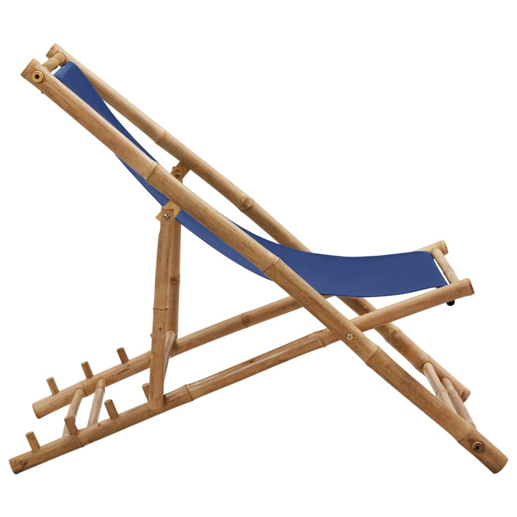 vidaXL Liegestuhl Bambus und Canvas Marineblau
