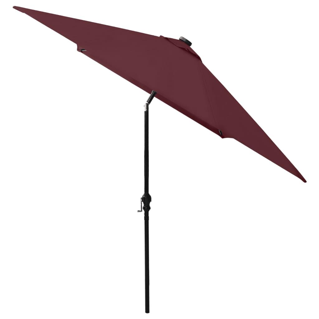 vidaXL Sonnenschirm mit LEDs und Stahl-Mast Bordeauxrot 2x3 m