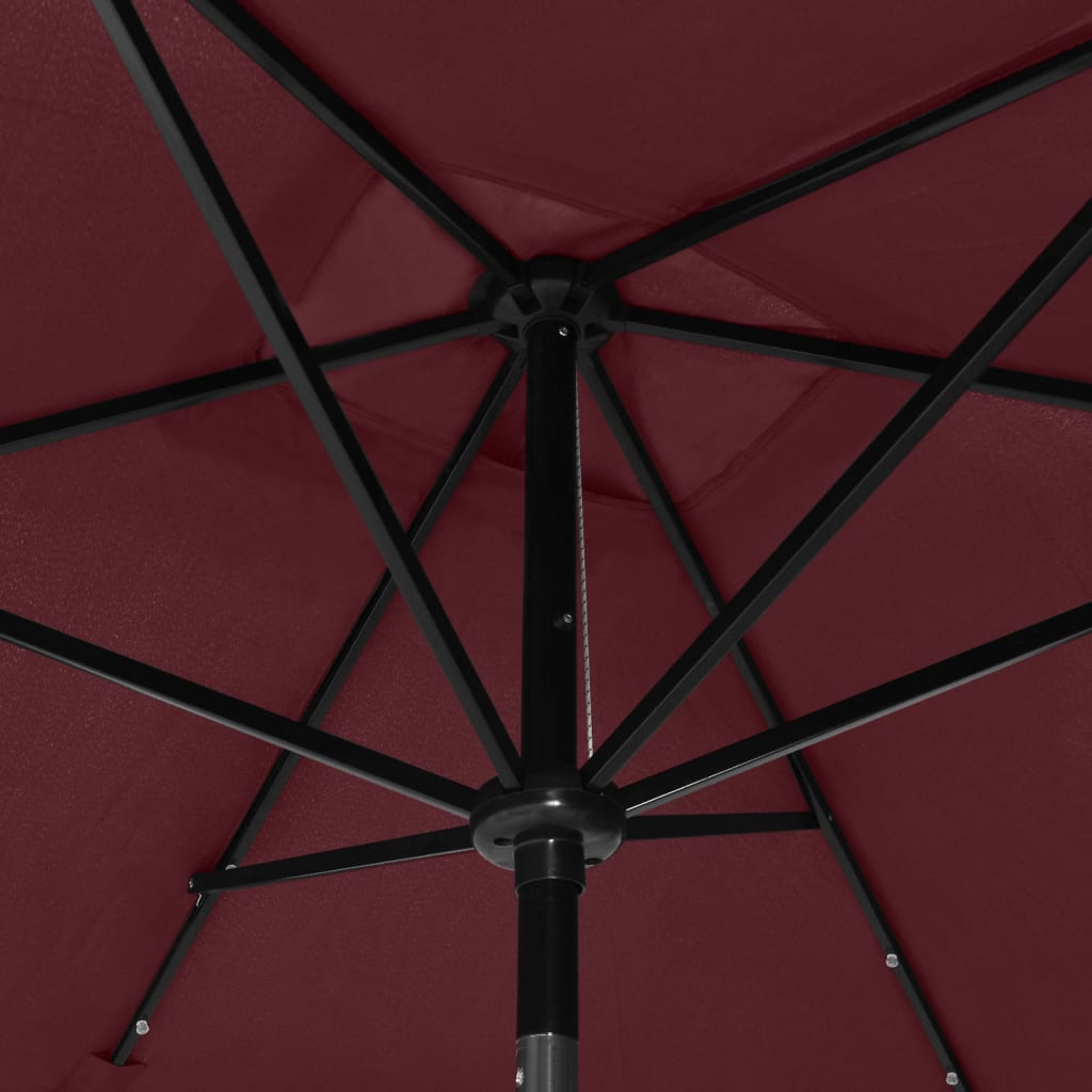 vidaXL Sonnenschirm mit LEDs und Stahl-Mast Bordeauxrot 2x3 m