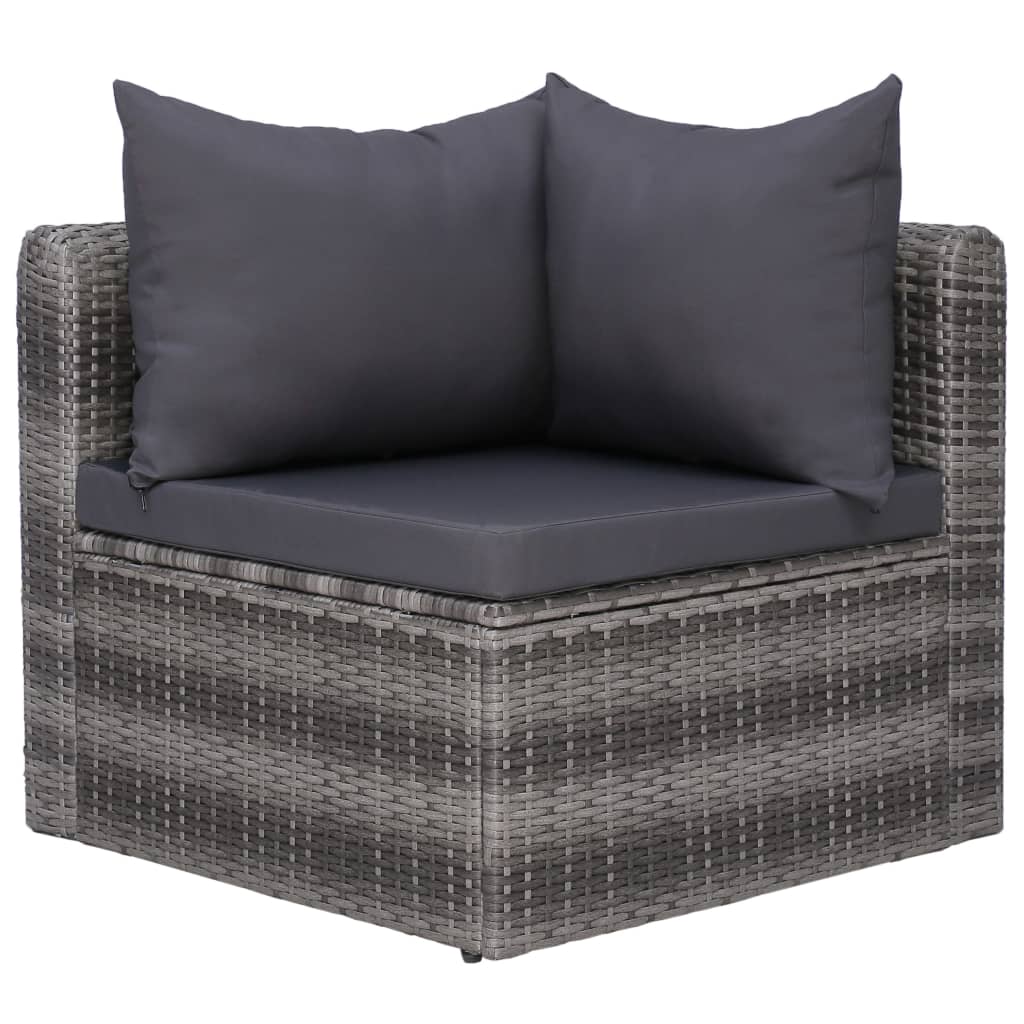 vidaXL 8-tlg. Garten-Lounge-Set mit Kissen Poly Rattan Grau