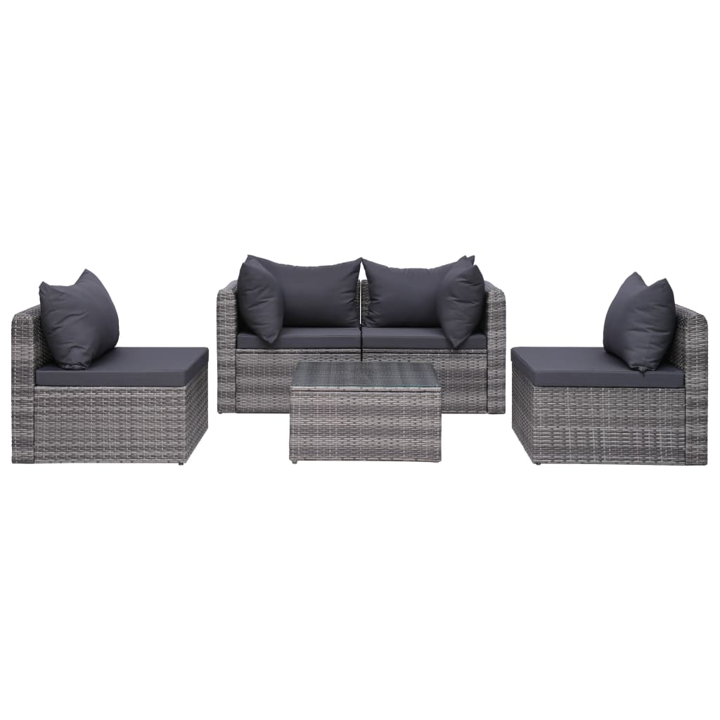 vidaXL 8-tlg. Garten-Lounge-Set mit Kissen Poly Rattan Grau