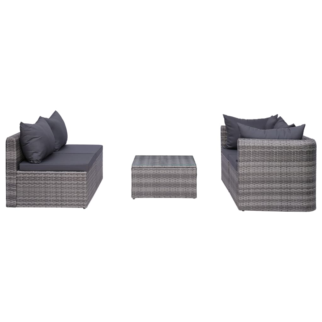 vidaXL 8-tlg. Garten-Lounge-Set mit Kissen Poly Rattan Grau