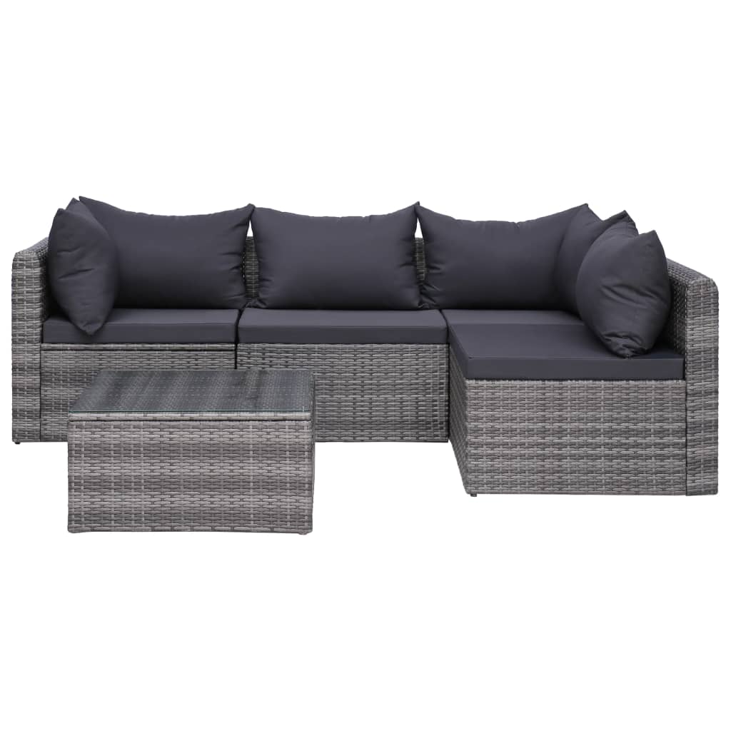 vidaXL 8-tlg. Garten-Lounge-Set mit Kissen Poly Rattan Grau