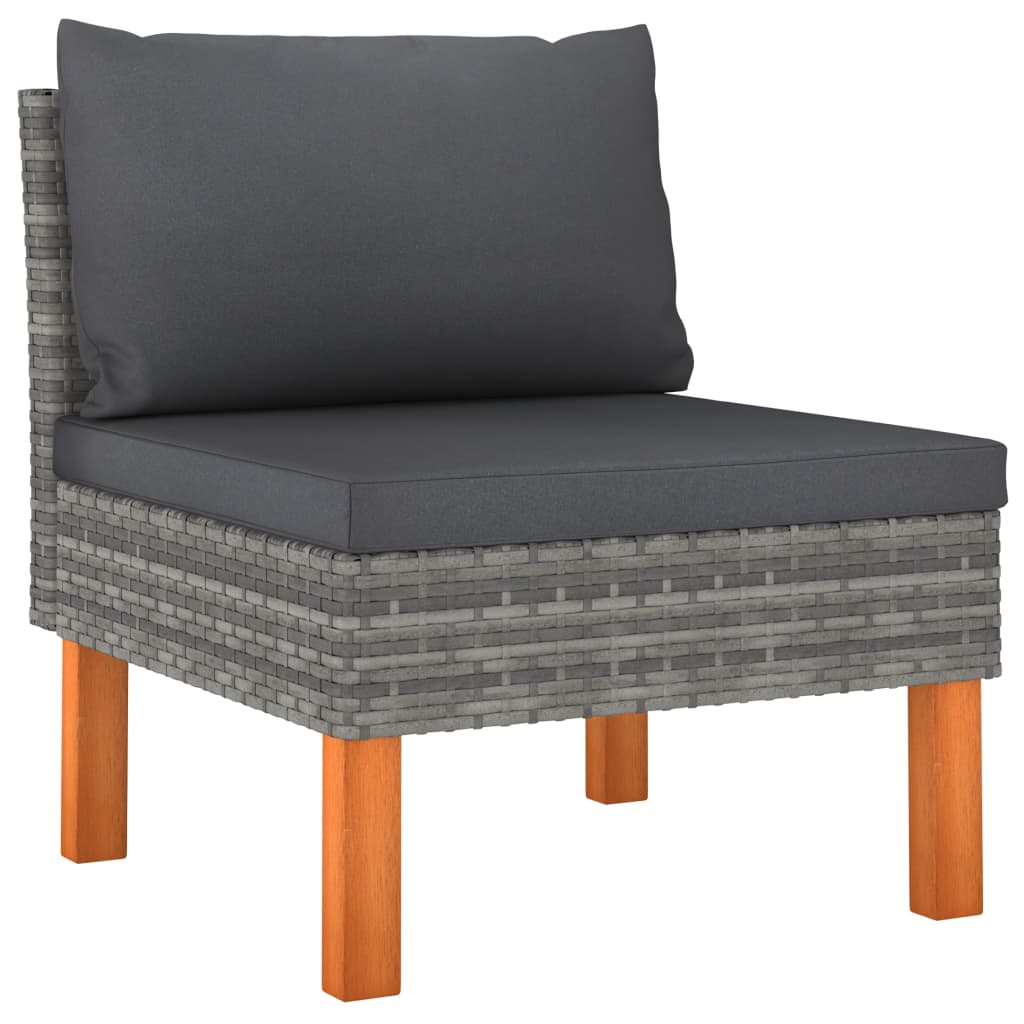vidaXL 8-tlg. Garten-Lounge-Set mit Kissen Poly Rattan Grau