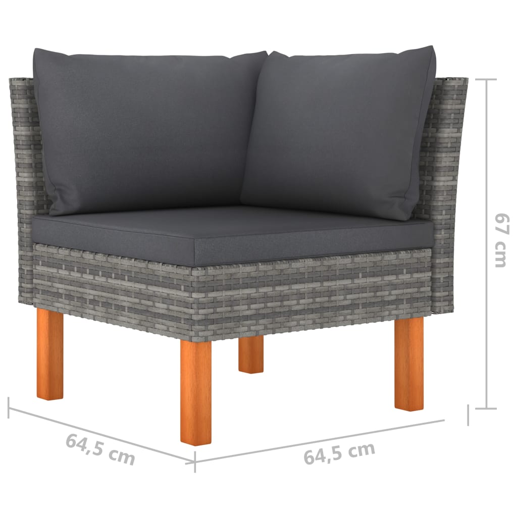 vidaXL 8-tlg. Garten-Lounge-Set mit Kissen Poly Rattan Grau