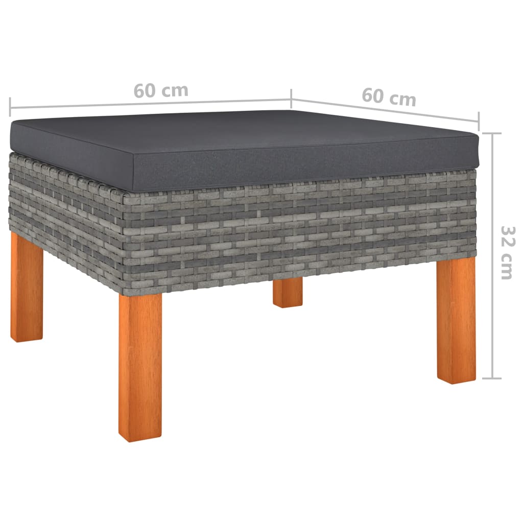 vidaXL 8-tlg. Garten-Lounge-Set mit Kissen Poly Rattan Grau