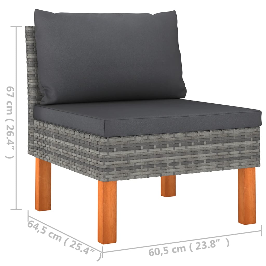 vidaXL 8-tlg. Garten-Lounge-Set mit Kissen Poly Rattan Grau