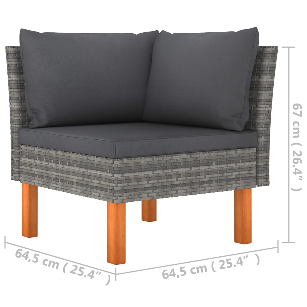 vidaXL 8-tlg. Garten-Lounge-Set mit Kissen Poly Rattan Grau