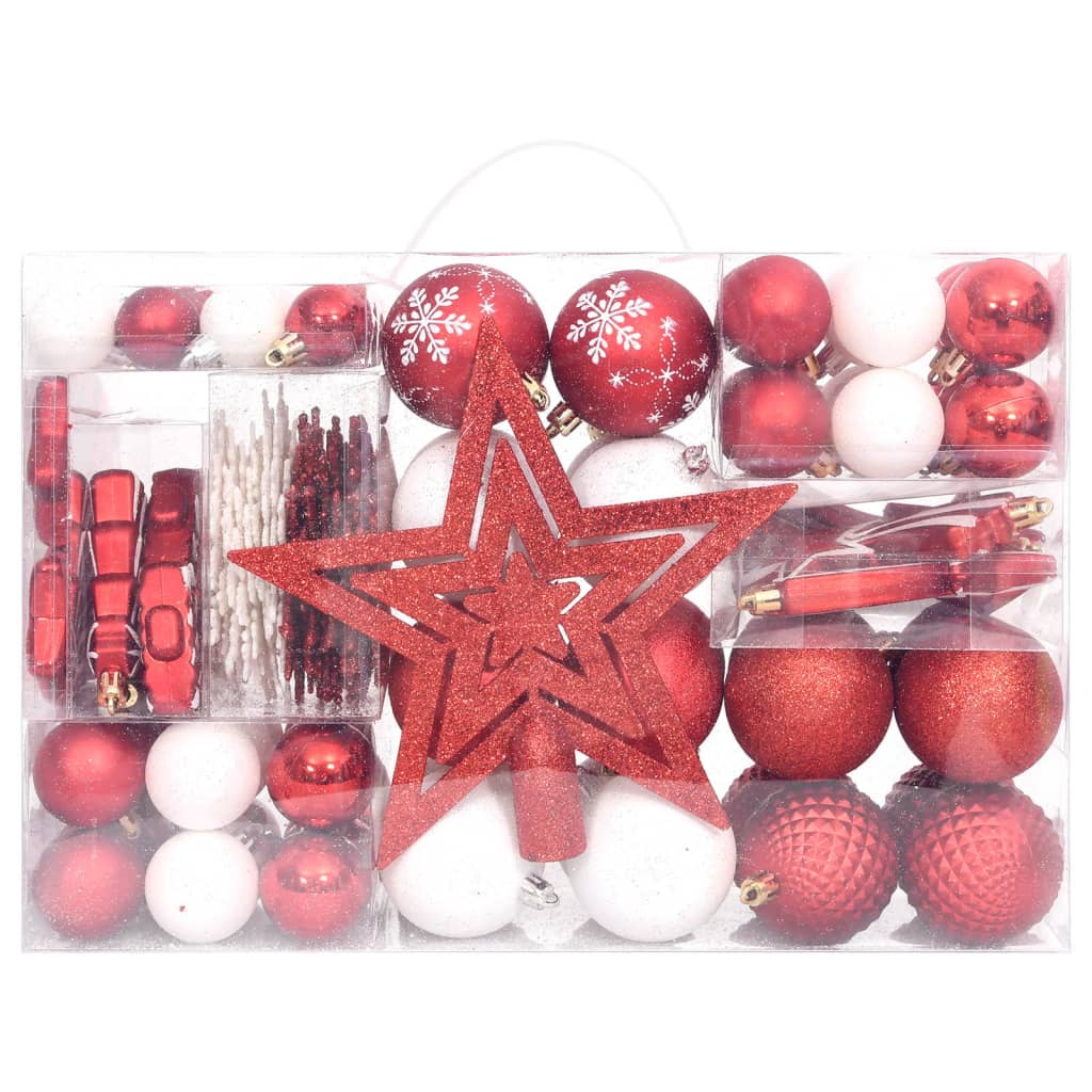 vidaXL 108-tlg. Weihnachtskugel-Set Rot und Weiß