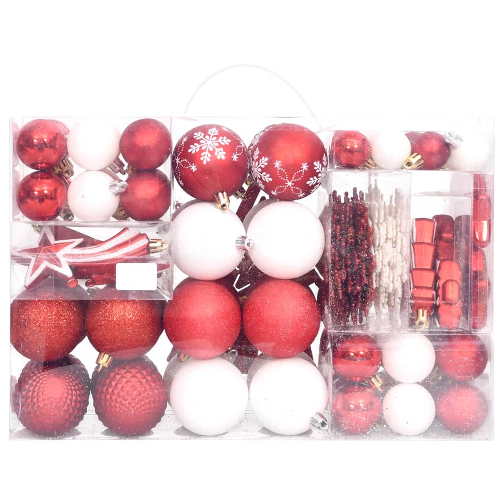 vidaXL 108-tlg. Weihnachtskugel-Set Rot und Weiß