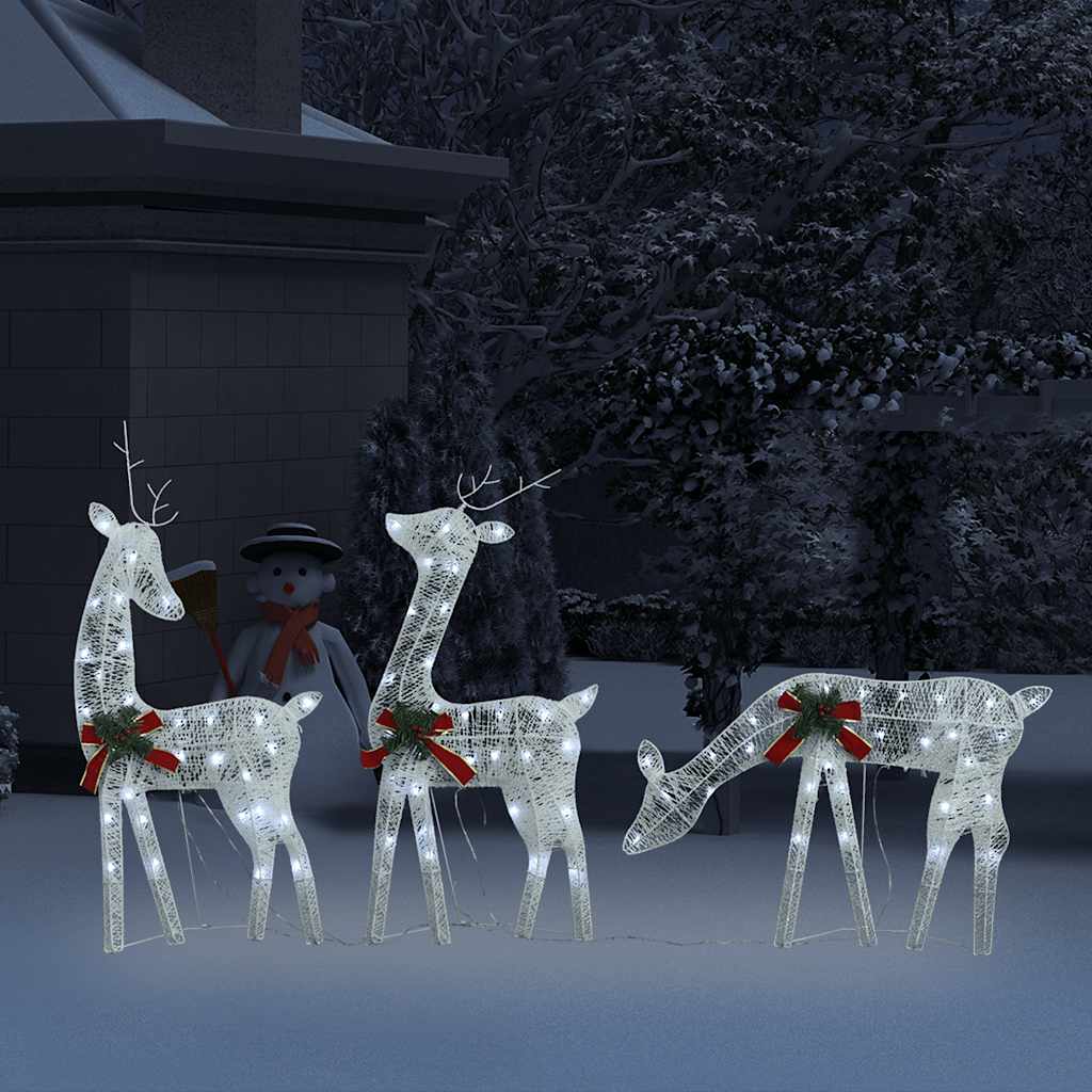Weihnachtsdekoration Rentiere 270x7x90 cm Weiß Kaltweiß Mesh