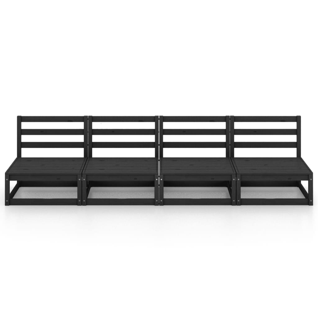 vidaXL Outdoor-Sofa 4-Sitzer Schwarz Massivholz Kiefer