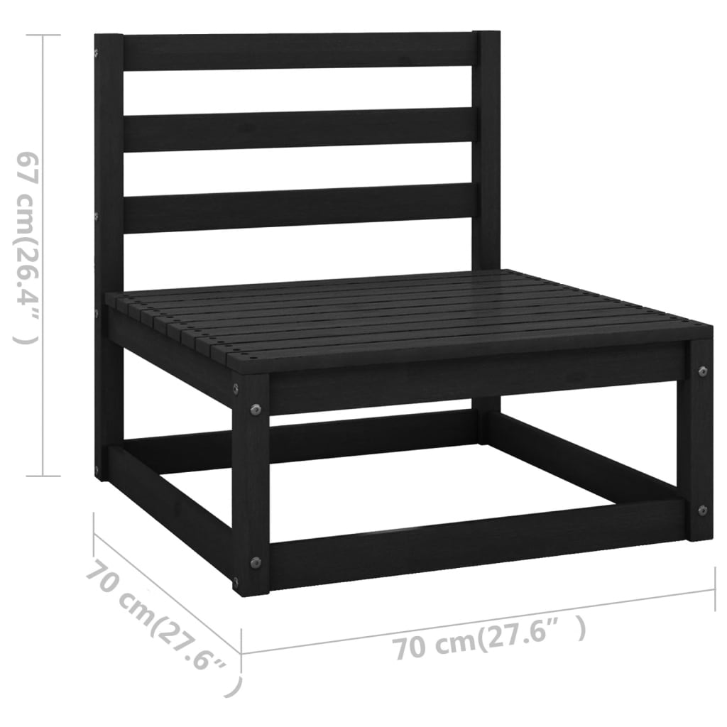 vidaXL Outdoor-Sofa 4-Sitzer Schwarz Massivholz Kiefer