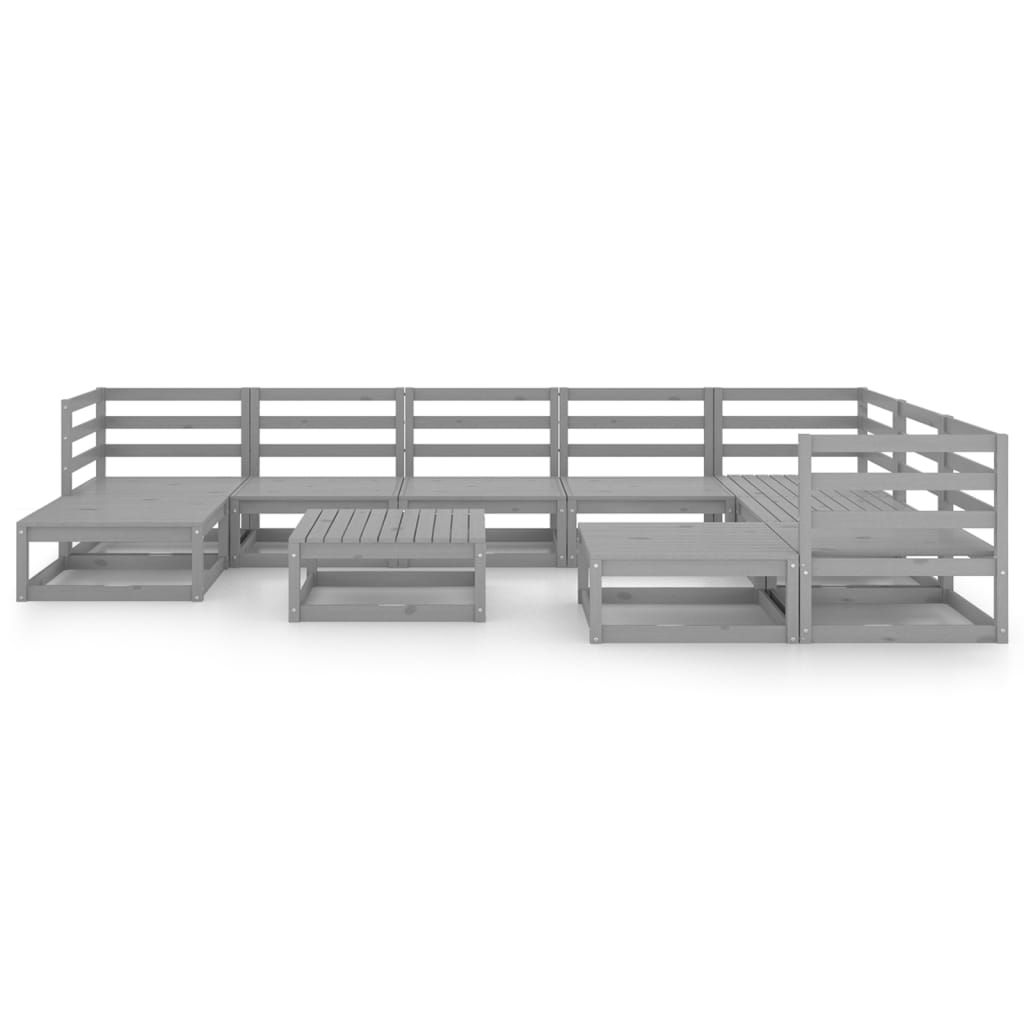 vidaXL 10-tlg. Garten-Lounge-Set Grau Kiefer Massivholz