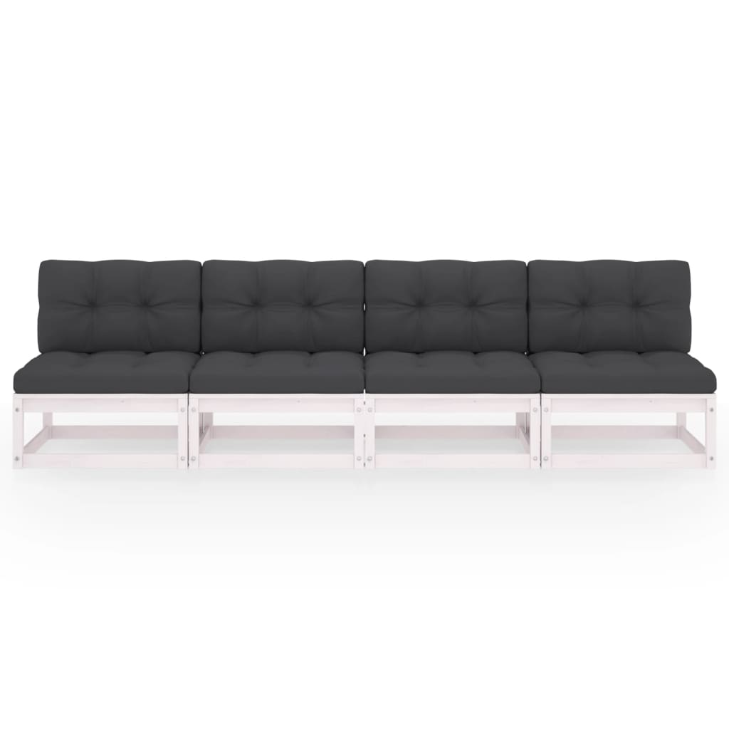 vidaXL 4-Sitzer-Gartensofa mit Kissen Kiefer Massivholz