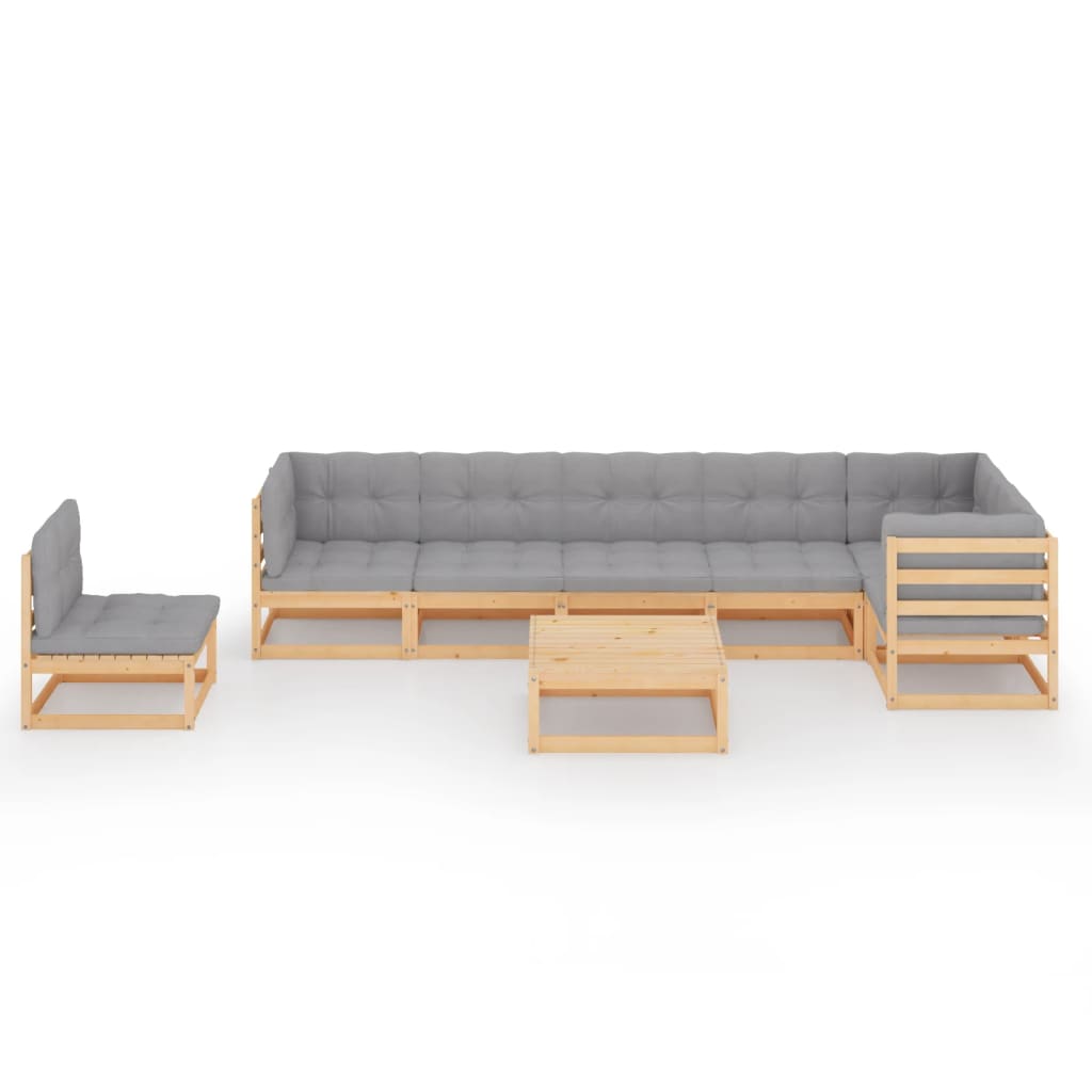 vidaXL 8-tlg. Garten-Lounge-Set mit Kissen Massivholz Kiefer