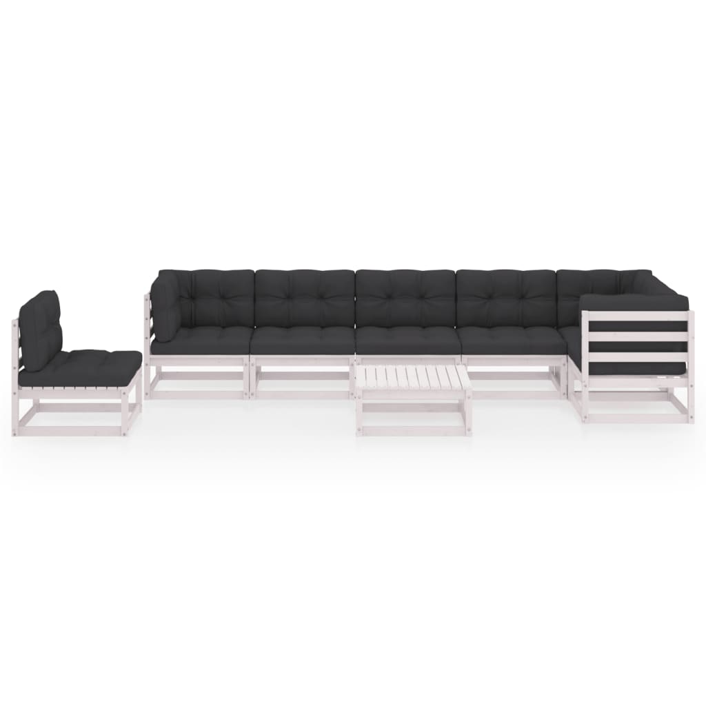vidaXL 8-tlg. Garten-Lounge-Set mit Kissen Massivholz Kiefer