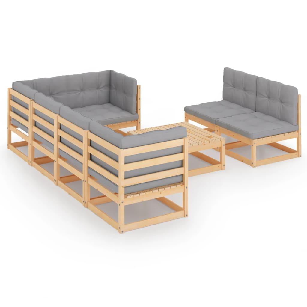 vidaXL 8-tlg. Garten-Lounge-Set mit Kissen Massivholz Kiefer