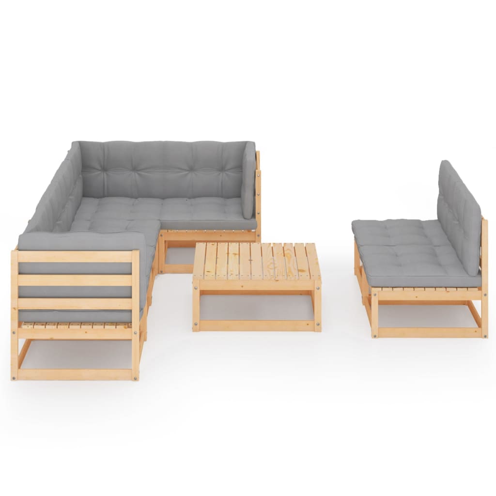 vidaXL 8-tlg. Garten-Lounge-Set mit Kissen Massivholz Kiefer