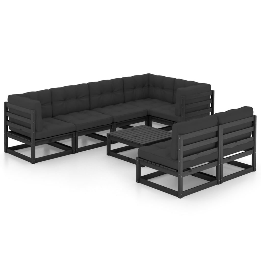 vidaXL 8-tlg. Garten-Lounge-Set mit Kissen Massivholz Kiefer